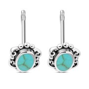 Turquoise Sterling Silver Stud Earrings, e371 